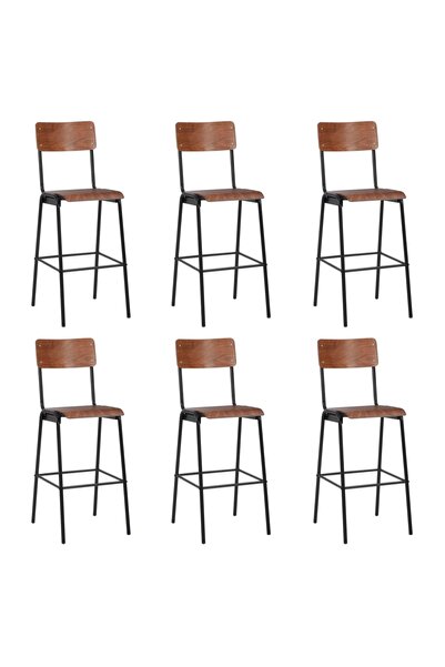 Concept Σκαμπό μπαρ, 6 τεμ., από μασίφ κόντρα πλακέ και χάλυβα