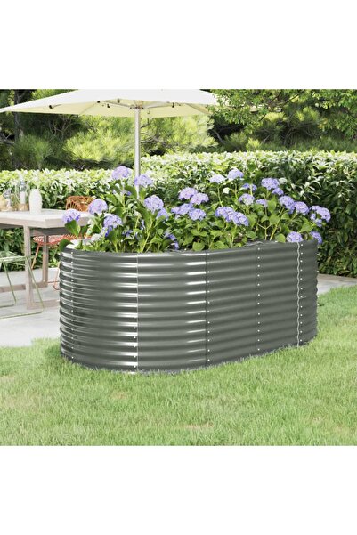 Concept Γκρι γλάστρα κήπου 175x100x68 cm, ηλεκτροστατικά βαμμένη, από ατσάλι