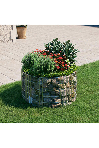 Concept Strat înălțat gabion, Ø100x50 cm, oțel galvanizat, circular