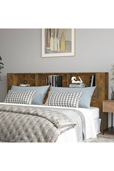 Concept Κεφαλάρι με ντουλάπα, καπνιστή δρυς, 220x18.5x104.5 εκ.