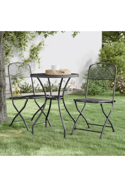 Concept Πτυσσόμενες καρέκλες κήπου, 2 τεμ., ανθρακί, μεταλλικό πλέγμα