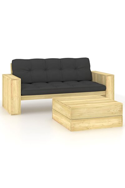 Concept Set mobilier de grădină cu perne, 2 piese, lemn de pin tratat