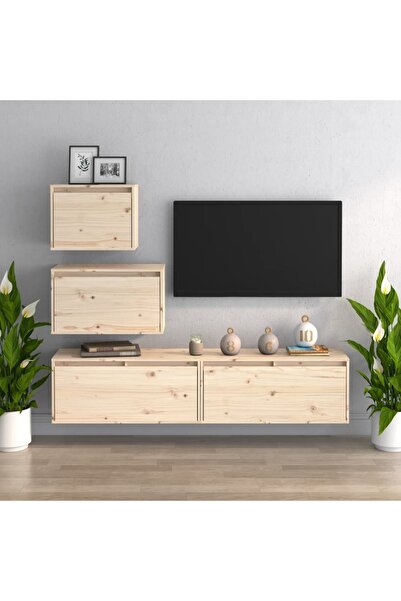 Concept Comode TV, 4 buc., lemn masiv de pin