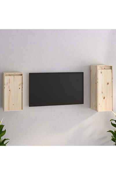 Concept Comode TV, 2 buc., alb, lemn masiv de pin