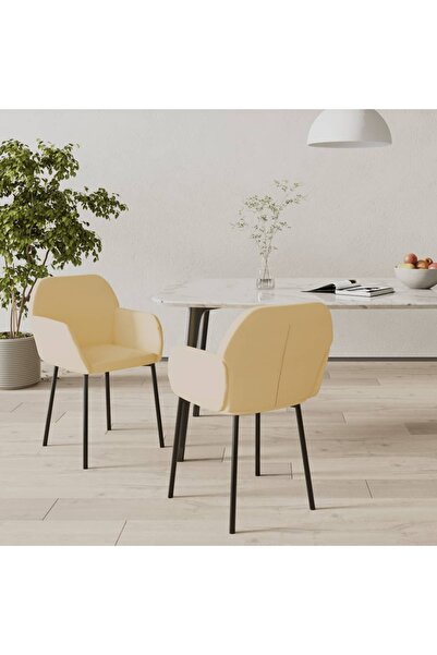 Concept Scaune de bucătărie, 2 buc., crem, catifea