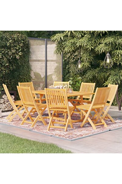 Concept Σετ επίπλων κήπου, 9 τεμάχια, από μασίφ ξύλο τικ