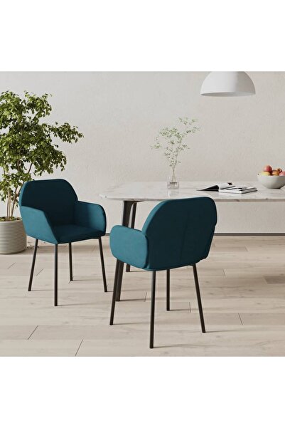 Concept Scaune de bucătărie, 2 buc., albastru, catifea