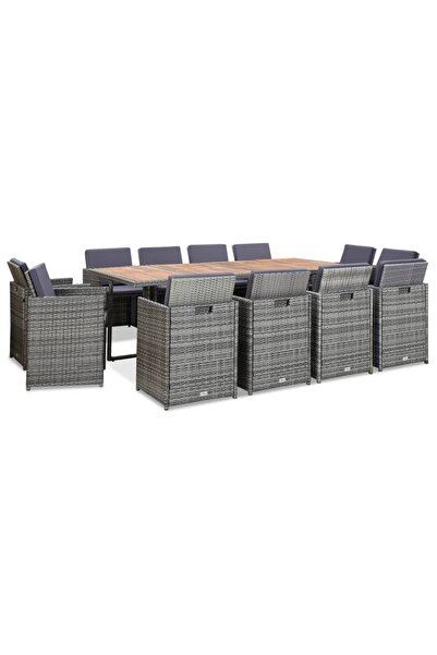 Concept Set mobilier de exterior cu perne 13 piese, antracit, poliratan