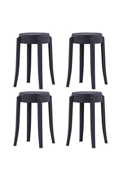 Concept Στοιβαζόμενες καρέκλες, 4 τεμ., μαύρες, πλαστικές