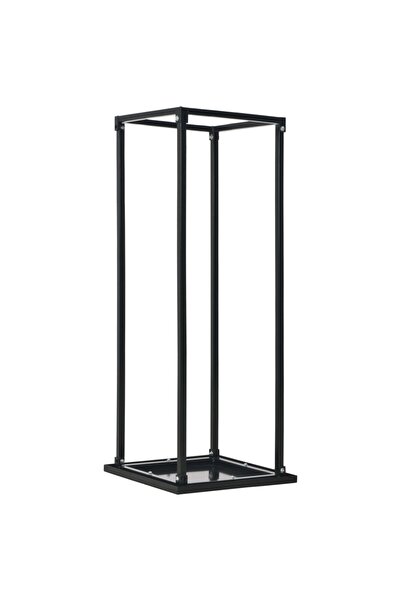 Concept Ράφι για καυσόξυλα, με βάση, μαύρη, 37x37x113 cm, ατσάλινη