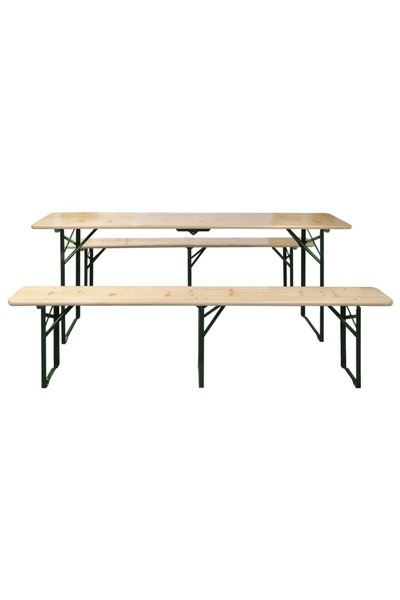 Concept Masă pentru bere pliabilă cu 2 bănci, 220 cm, lemn de brad