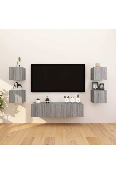 Concept Επιτοίχιο έπιπλο τηλεόρασης, 8 τεμ., γκρι Sonoma, 30,5x30x30 εκ.