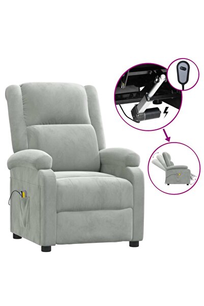 Concept Ηλεκτρική ανακλινόμενη πολυθρόνα μασάζ, ανοιχτό γκρι, ύφασμα