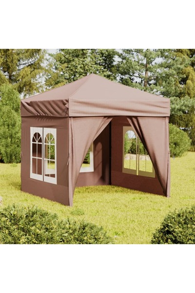 Concept Cort pliabil pentru petrecere, pereți laterali, taupe, 2x2 m