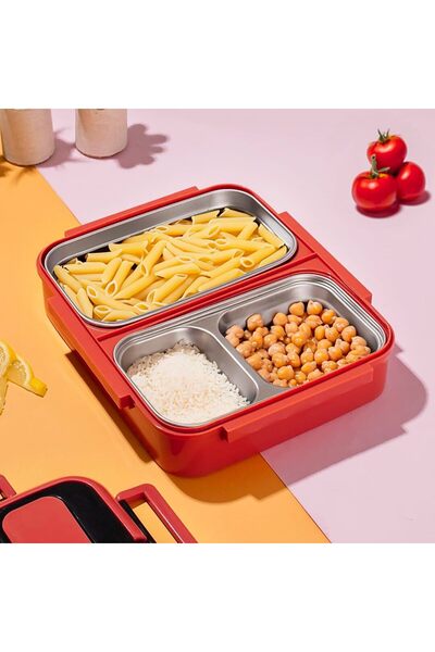 Hepta Collection 1392-2 Hazneli 3 Bölmeli Beslenme Kutusu Lunchbox Sefer Tası...