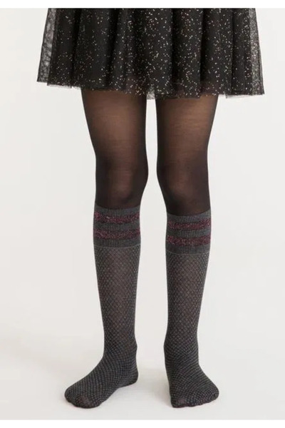 Penti Young girls' tights,,Shine Stripe'', 30 den - glitter inserts, gray