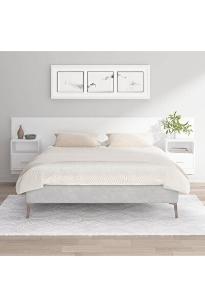 Concept Κεφαλάρι με ντουλάπια, γυαλιστερό λευκό, επεξεργασμένο ξύλο