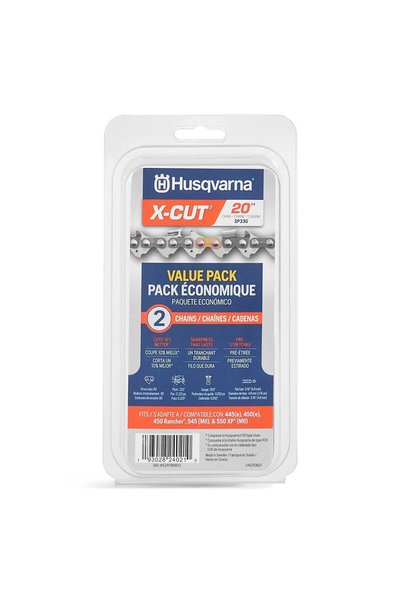 Husqvarna X-Cut SP33G Testere Zinciri, 51 cm, 2'li Paket, 80 Bağlantılı, Düşük Geri Tepme, Gri