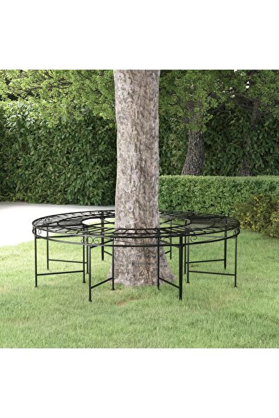 Concept Bancă circulară de copac, negru, Ø160 cm, oțel