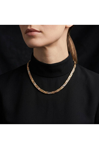 Generic Tri-Tone Chain Necklace – Gold, Rose & Silver Link Design | Unisex Fa...