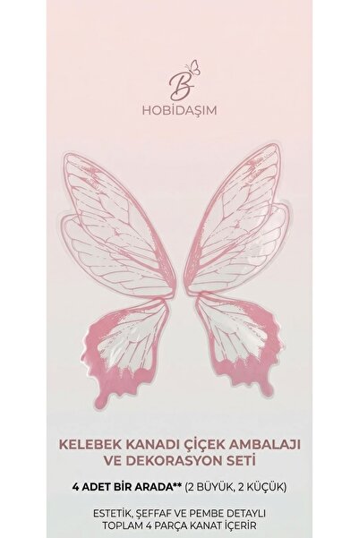 hobidaşım 4'lü Kelebek Kanadı Figürlü Çiçek Ambalaj Kağıdı ve Dekoratif Duvar...
