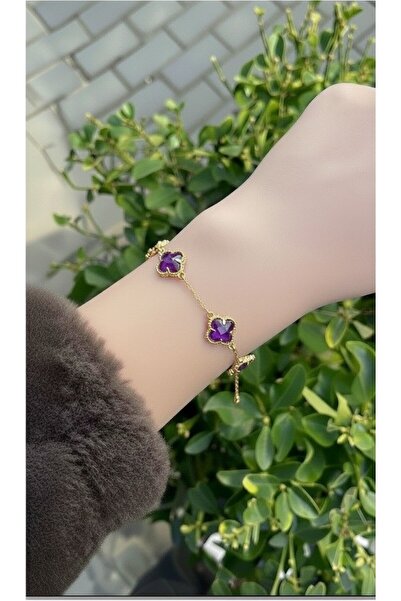 ATALYA ACCESSORY Yonca Modeli VIP Kristalli Kadın Çelik Bileklik-Kararmaz-Solmaz