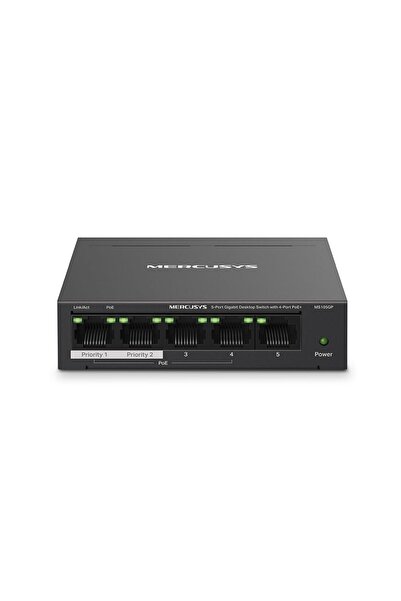 Mercusys MS105GP, 5-Port Gigabit Desktop Switch with 4-Port PoE+