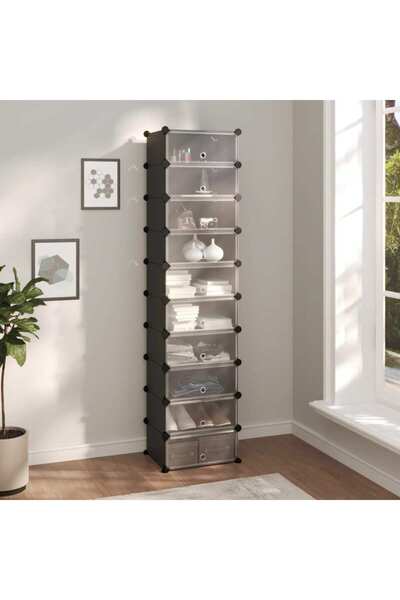 Concept Ράφι παπουτσιών, μαύρο, 44x32x174 cm, PP