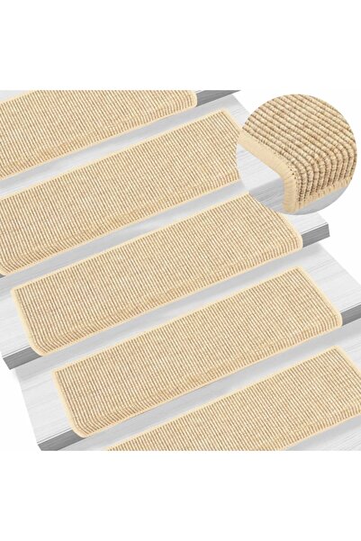 Concept Αυτοκόλλητα πατάκια σκάλας 15 τεμάχια ανοιχτό μπεζ 65x25cm σιζάλ