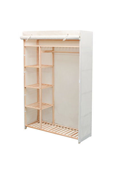 Concept Dulap din material textil și lemn de pin 110 x 40 x 170 cm