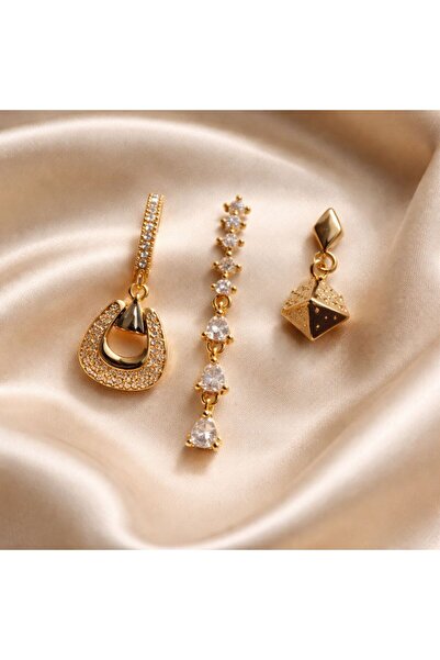 B&T Bujiteri Steel Stone 3-Piece Earring Set