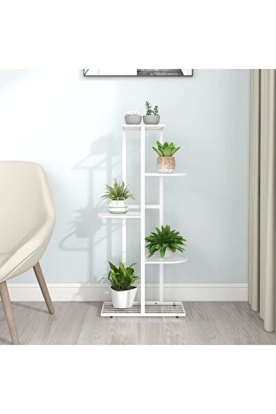 Concept Βάση λουλουδιών 5 επιπέδων, λευκή, 43x22x98 εκ., μεταλλική