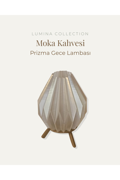 KORIXA Prizma Gece Lambası Moka kahve Renk Modern Dekoratif Abajur Tripod Aya...