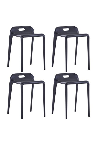 Concept Στοιβαζόμενες καρέκλες 4 τεμ., μαύρες, πλαστικές