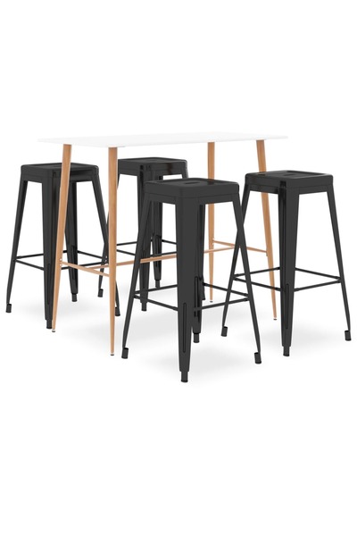 Concept Σετ επίπλων μπαρ, 5 τεμάχια, λευκό και μαύρο