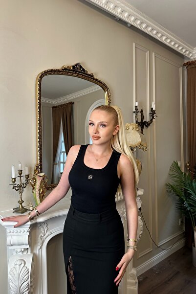 lizge giyim U Neck Accessory Detailled Tank Top