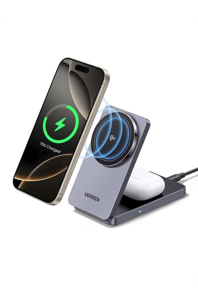 Ugreen MagFlow Qi2 sertifikalı 15W iPhone şarj istasyonu, MagSafe ile uyumlu ...
