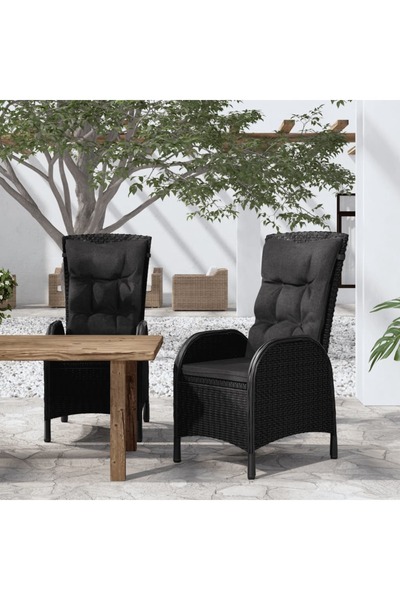 Concept Scaune de exterior, 2 buc., negru, poliratan