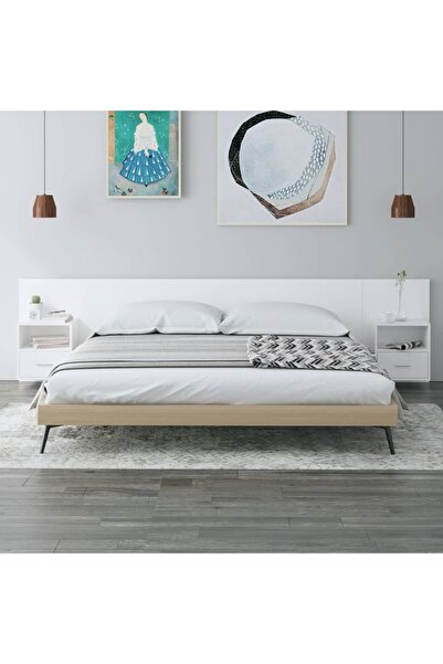 Concept Κεφαλάρι με ντουλάπια, γυαλιστερό λευκό, επεξεργασμένο ξύλο