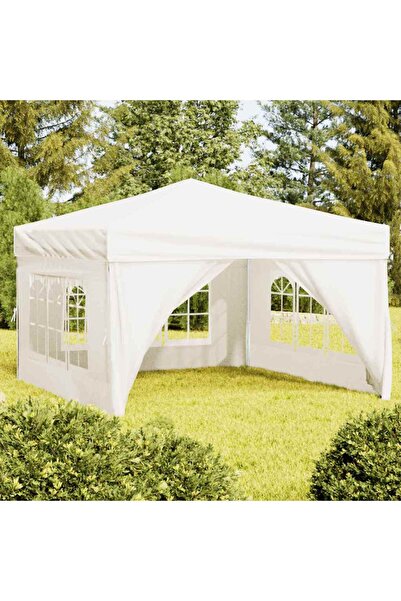Concept Cort pliabil pentru petrecere, pereți laterali, crem, 3x3 m