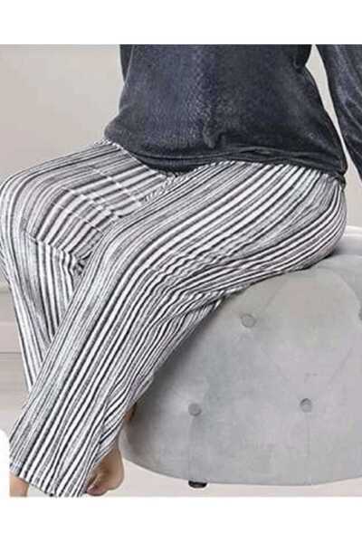 DOWRY Winter Women's Velvet Pajama Bottoms 5XL Striped