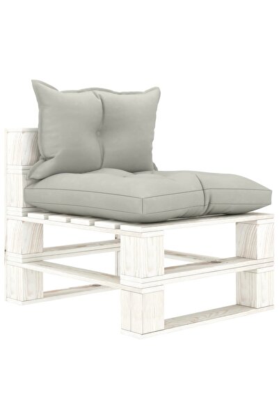 Concept Καναπές κήπου από παλέτες, μεσαίος, μαξιλάρια σε μπεζ γκρι, ξύλο