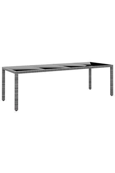 Concept Masă de grădină gri 250x100x75 cm sticlă securizată/poliratan