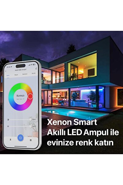 Xenon Smart Akıllı Wi-Fi Led Akıllı RGB Ampul Mobil Uygulama Denetimli Google...