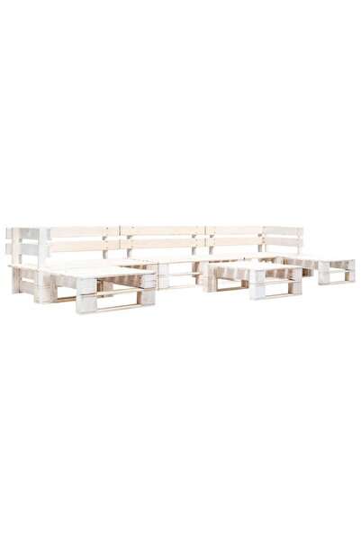 Concept Pallet garden furniture set, 6 pieces, white, wood