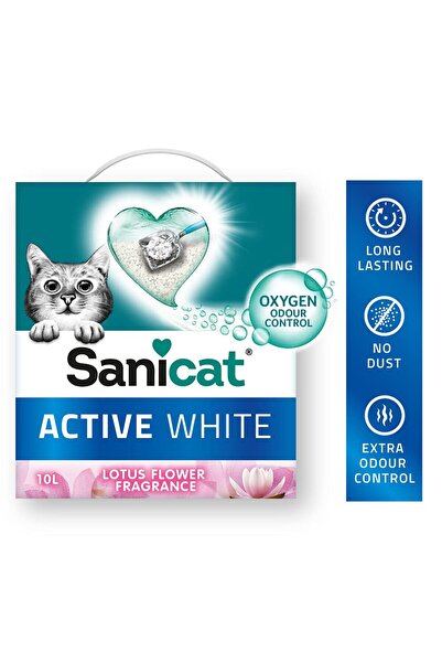 Sanicat - Çiçeği Kokulu Aktif Beyaz Topaklanan Kedi Kumu, Koku kontrolü garan...