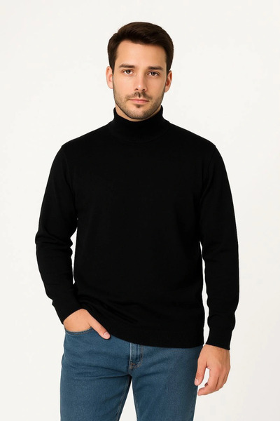 FREEDOM STOREE Men's Half-Throat Knitwear Soft Fine Textured Cotton Long Slee...