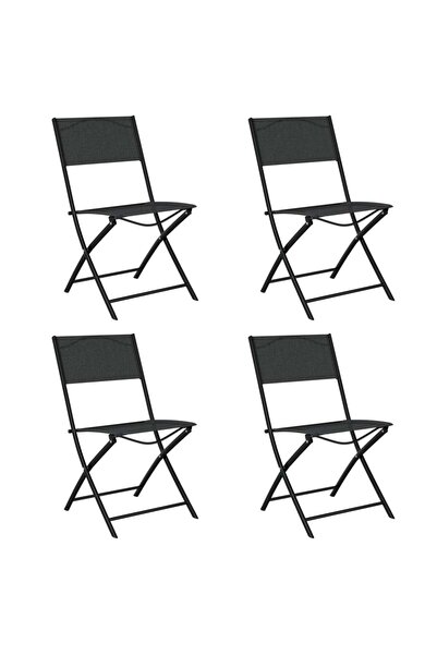 Concept Πτυσσόμενες καρέκλες εξωτερικού χώρου, 4 τεμ., μαύρες, ατσάλι και υφα...