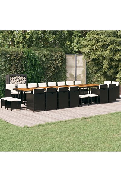 Concept Set mobilier de grădină cu perne, 21 piese, negru, poliratan