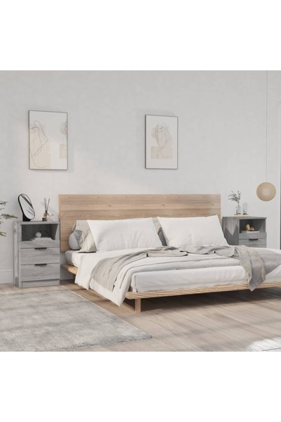 Concept Noptiere, 2 buc., gri sonoma, lemn prelucrat